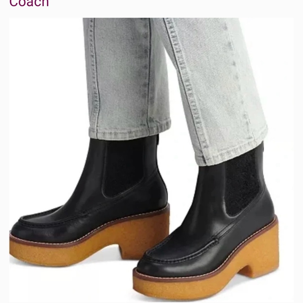 COACH DELANEY GUM SOLE CHELSEA BOOT 7.5 BLACK w/BOX